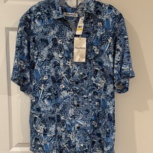Tommy Bahama Blue and White Casual Shirt island mixer size medium NWT